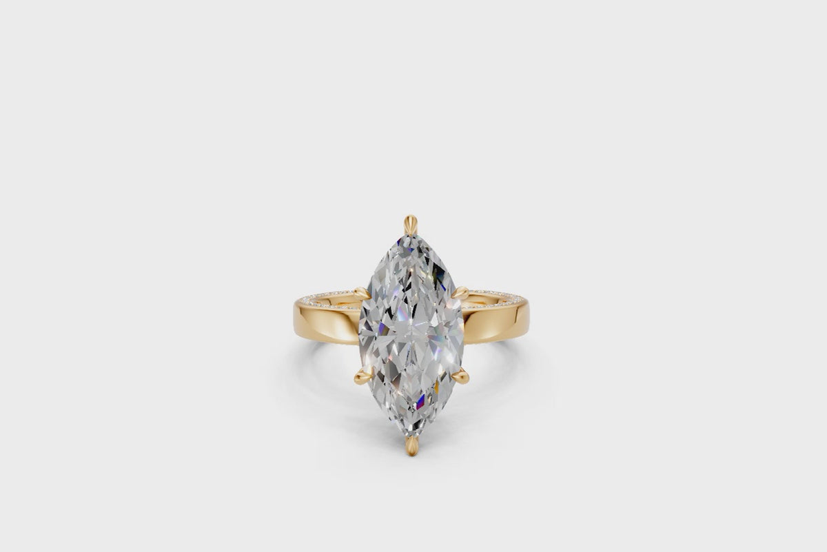 Marquise-Cut Solitaire Ring with Diamond-Set Band