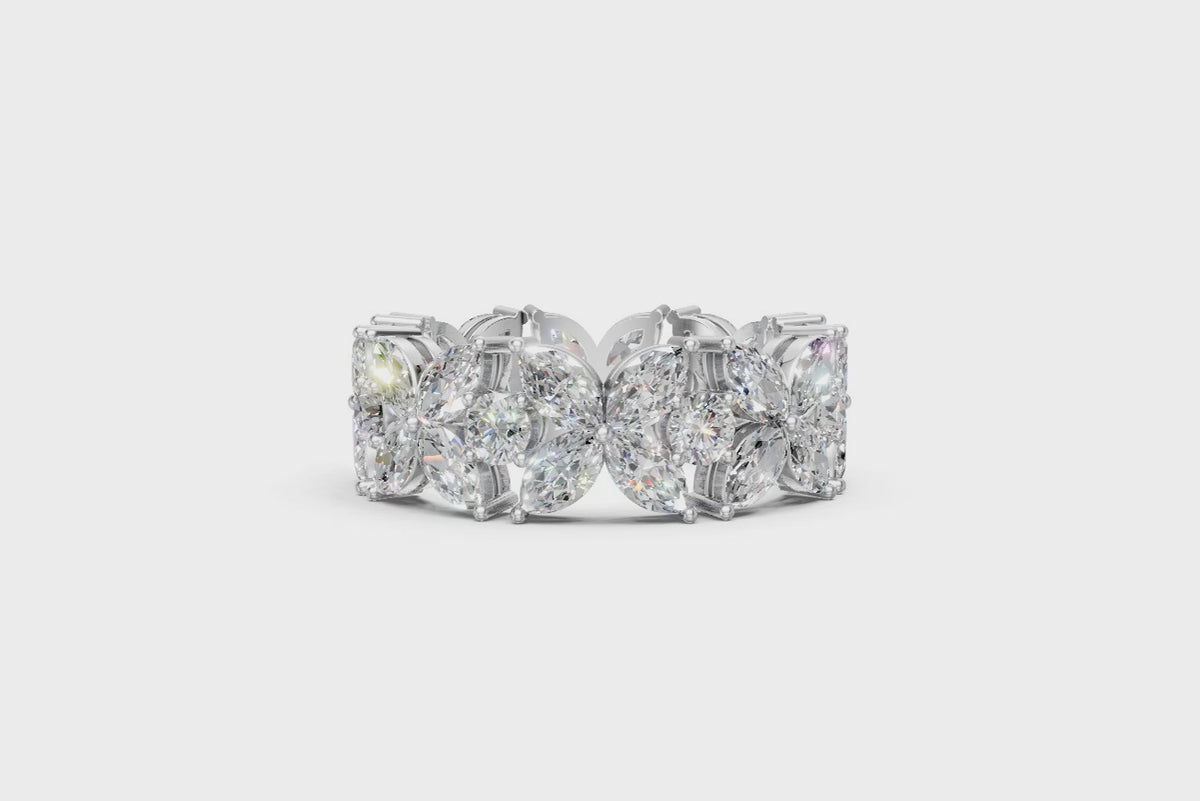 Marquise & Round Diamond Floral Eternity Ring