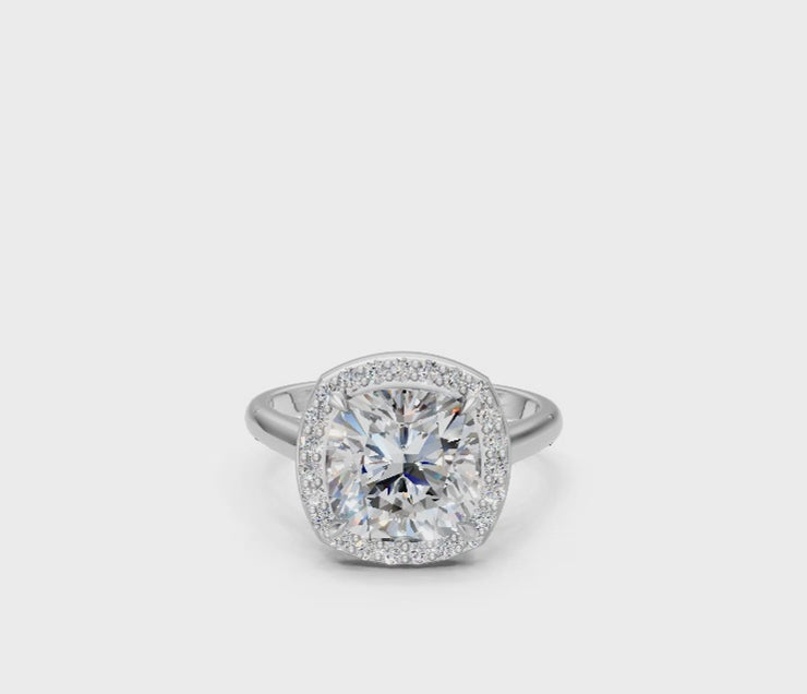 Cushion-Cut Halo Diamond Ring