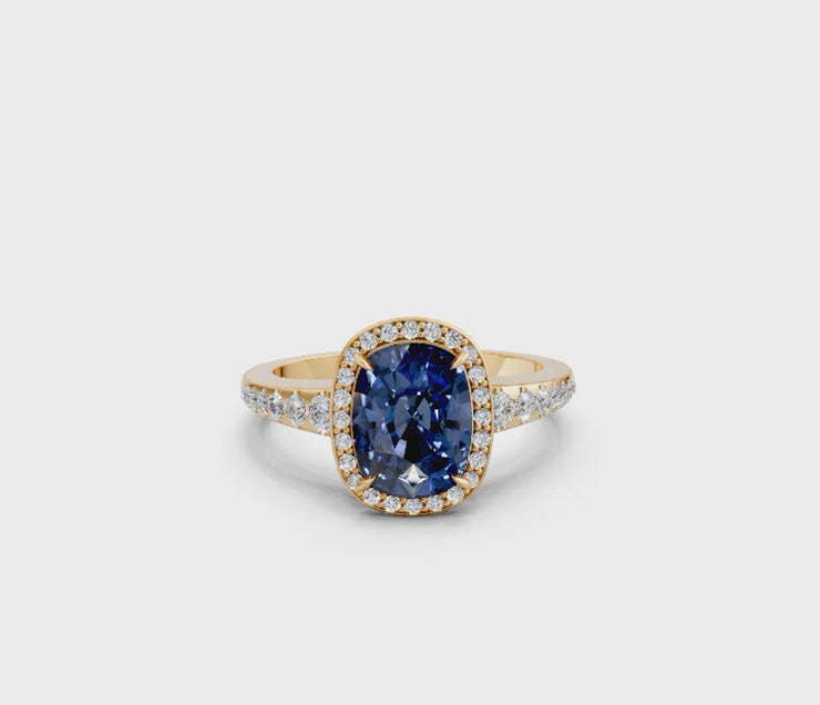 Cushion-Cut Sapphire Vintage Ring