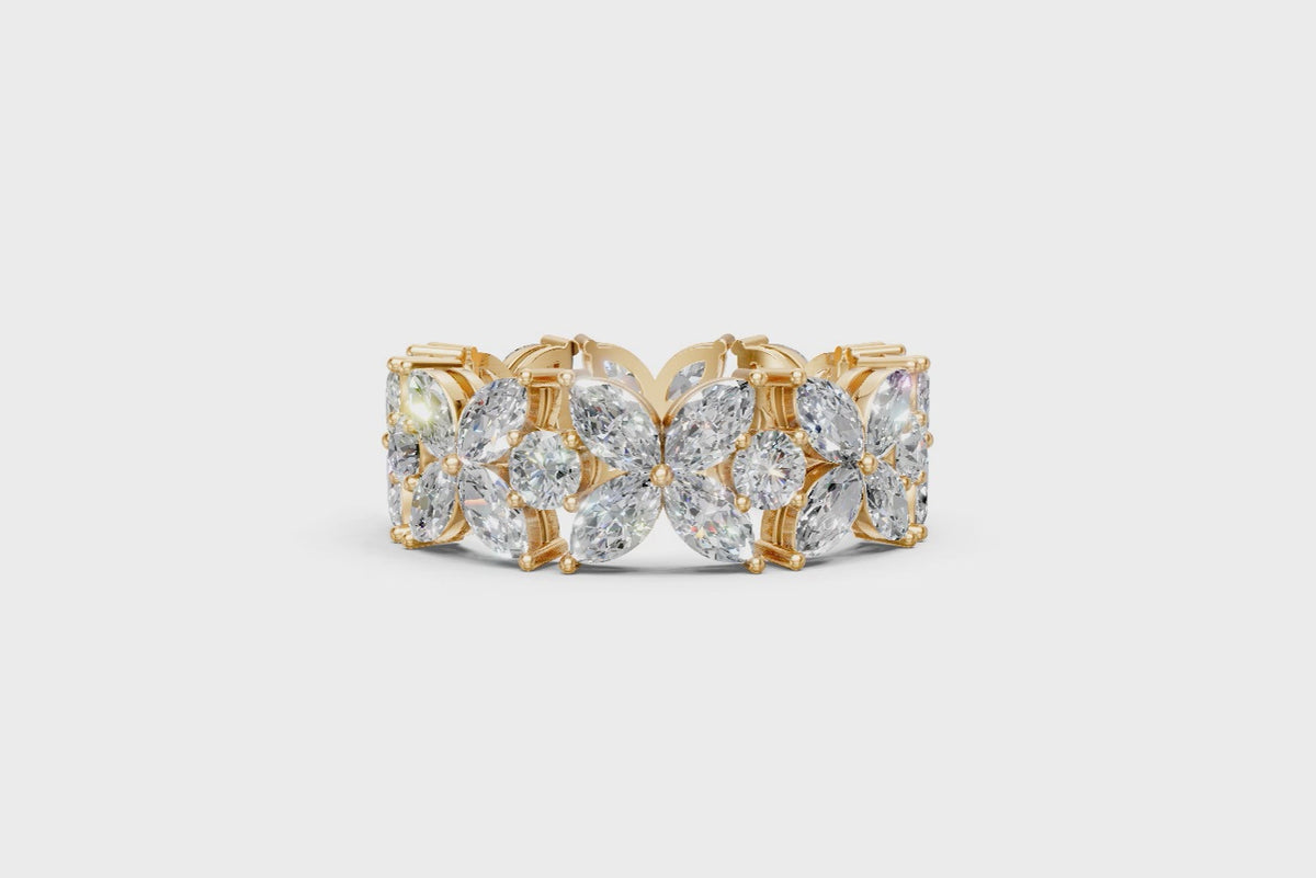 Marquise & Round Diamond Floral Eternity Ring
