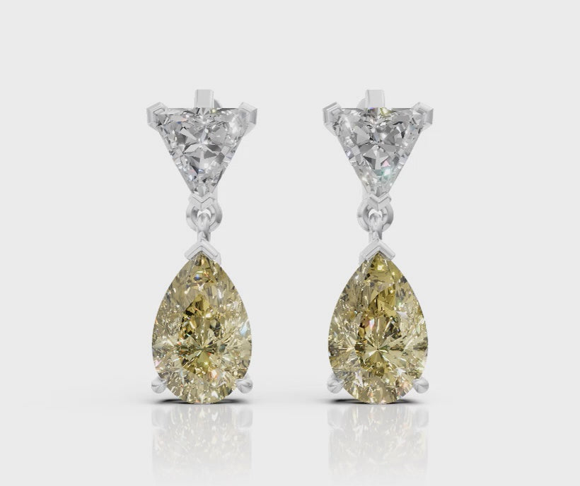 Triangle & Pear-Cut Fancy Yellow Diamond Drop Earrings