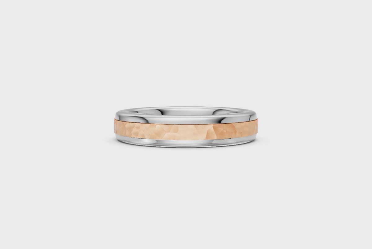 Men’s Two-Tone Hammered Wedding Band