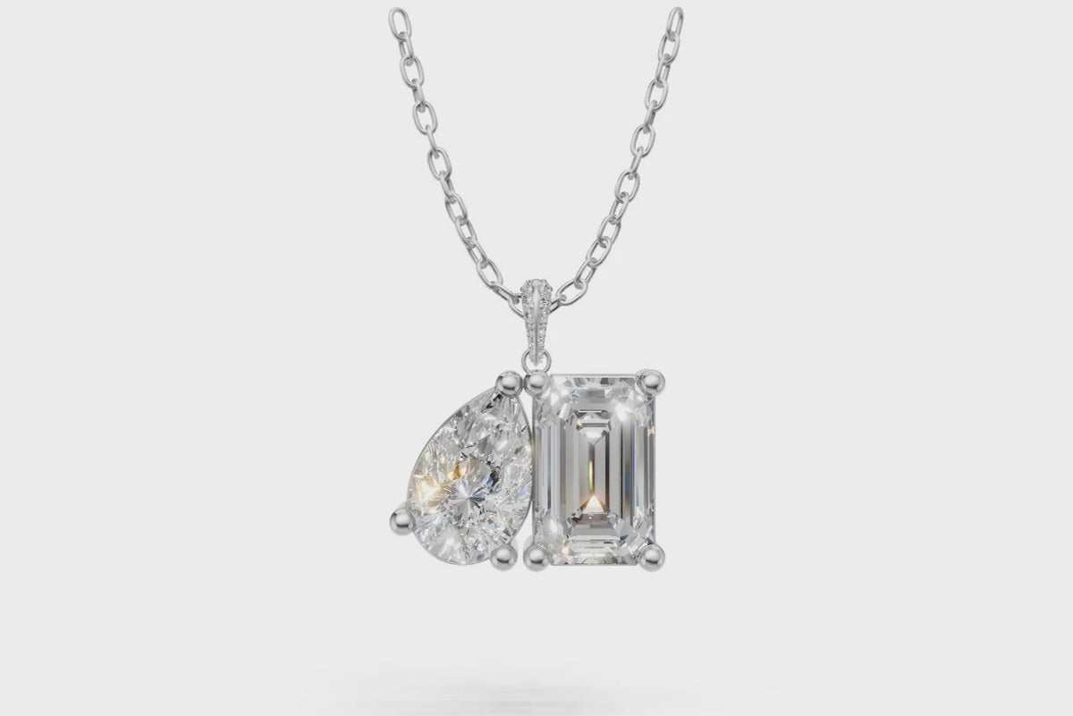 Emerald & Pear Toi et Moi Diamond Pendant