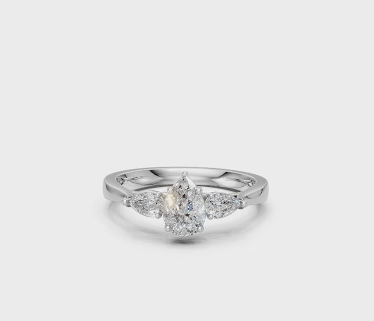 Pear-Cut Diamond Trilogy Ring