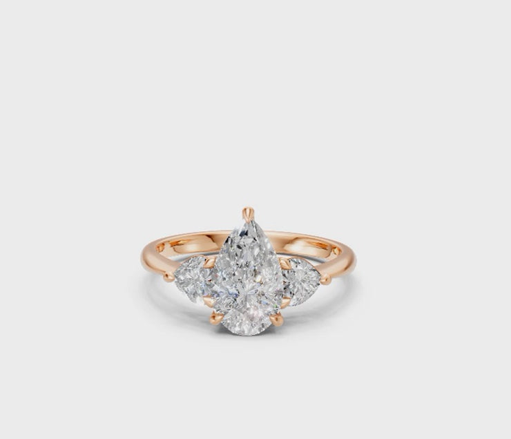 Pear-Cut & Heart Diamond Trilogy Ring