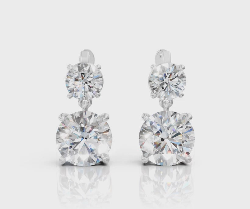 Double Round Diamond Drop Earrings