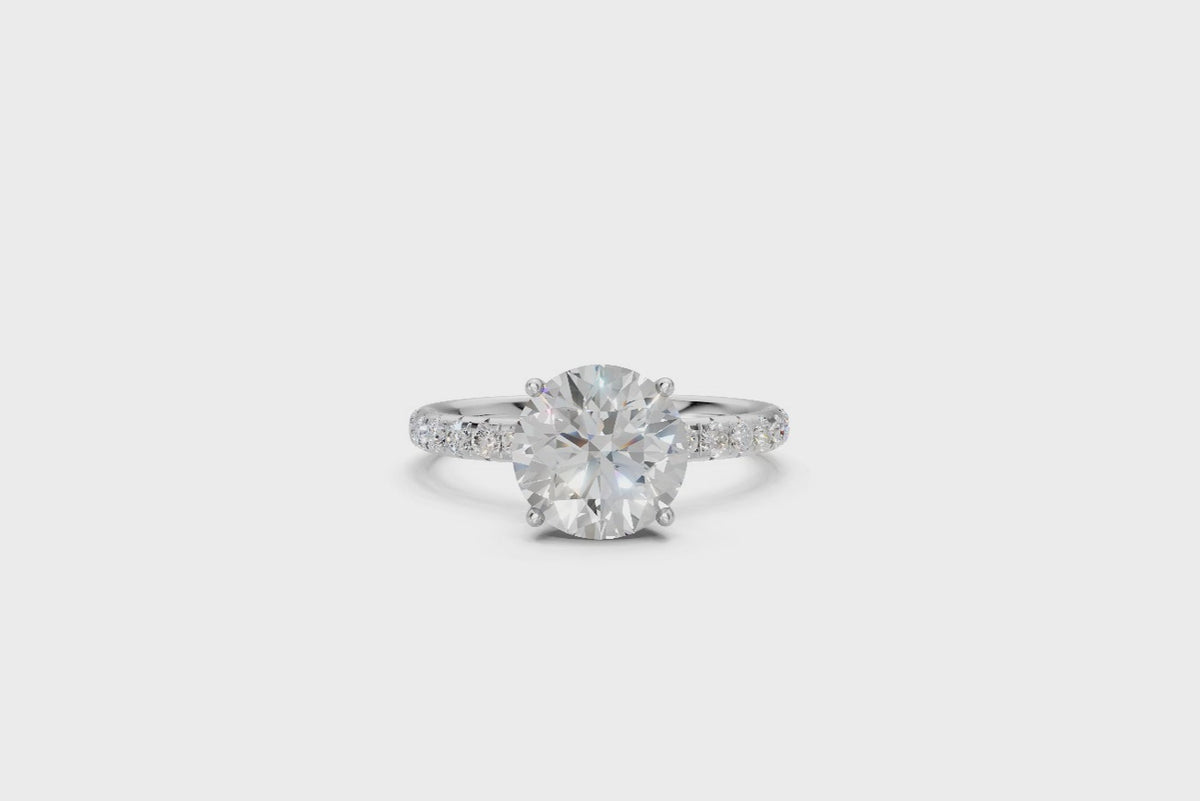 Round-Cut Solitaire Ring with Diamond Band