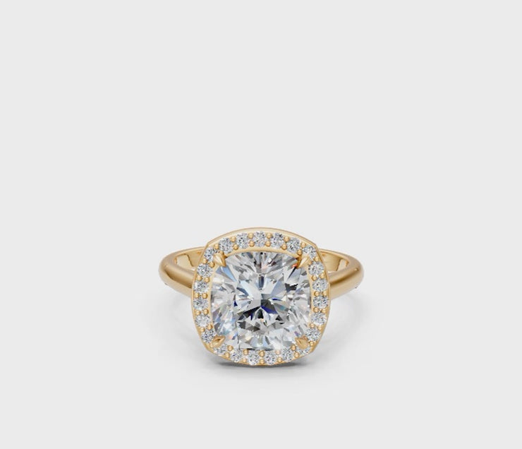 Cushion-Cut Halo Diamond Ring