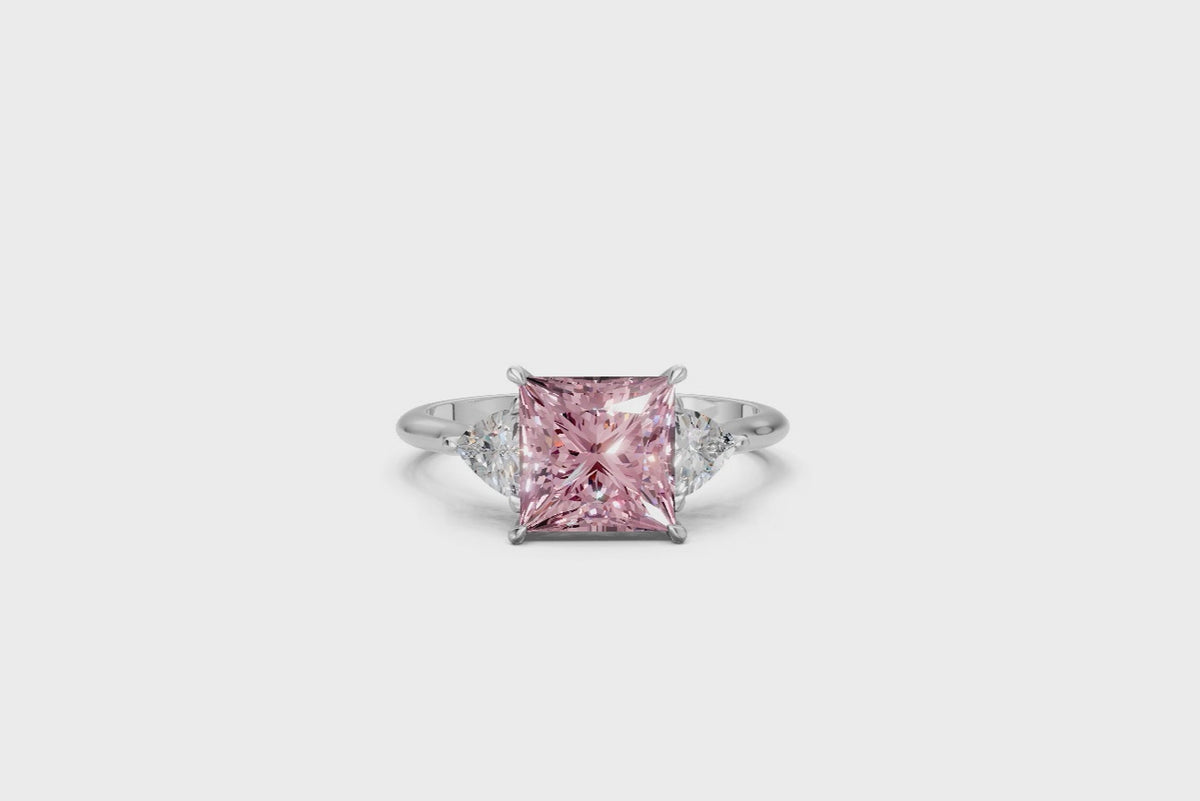 Princess-Cut Pink Diamond & Trillion Trilogy Ring