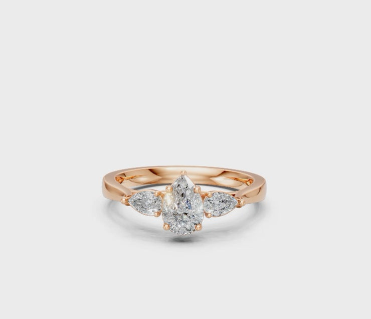 Pear-Cut Diamond Trilogy Ring