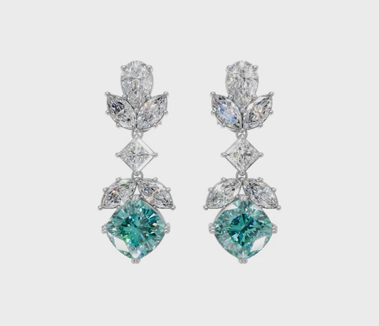 Paraíba Tourmaline & Mixed-Cut Diamond Cascade Earrings