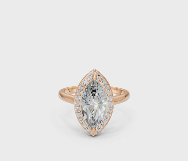 Marquise Halo Diamond Ring