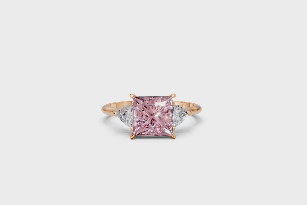 Princess-Cut Pink Diamond & Trillion Trilogy Ring