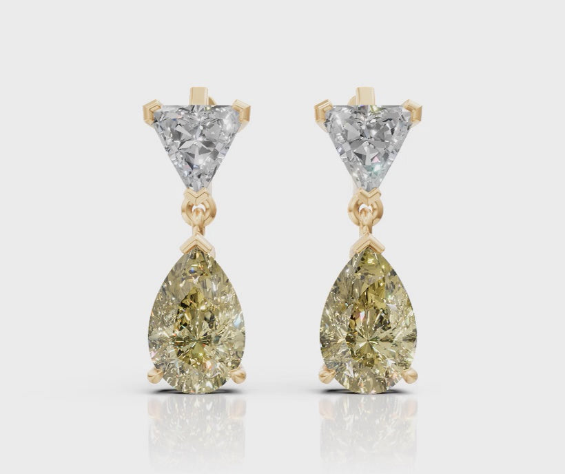 Triangle & Pear-Cut Fancy Yellow Diamond Drop Earrings
