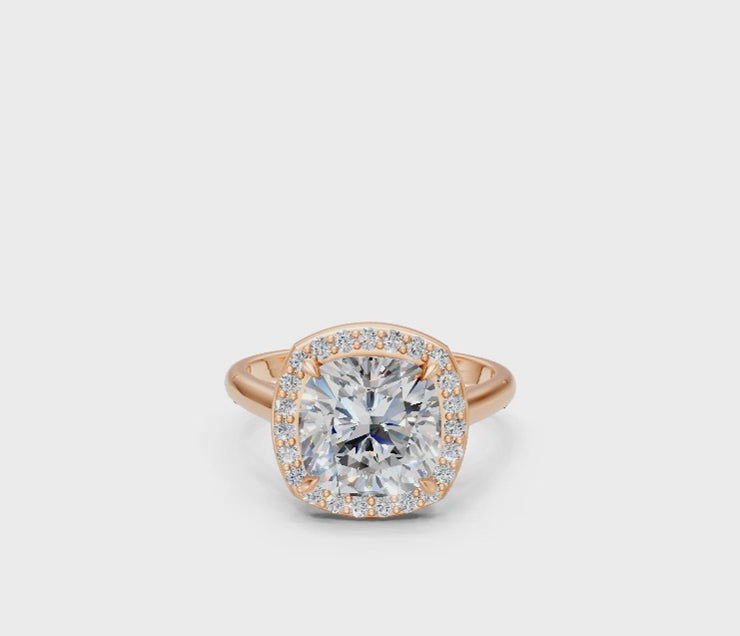 Cushion-Cut Halo Diamond Ring