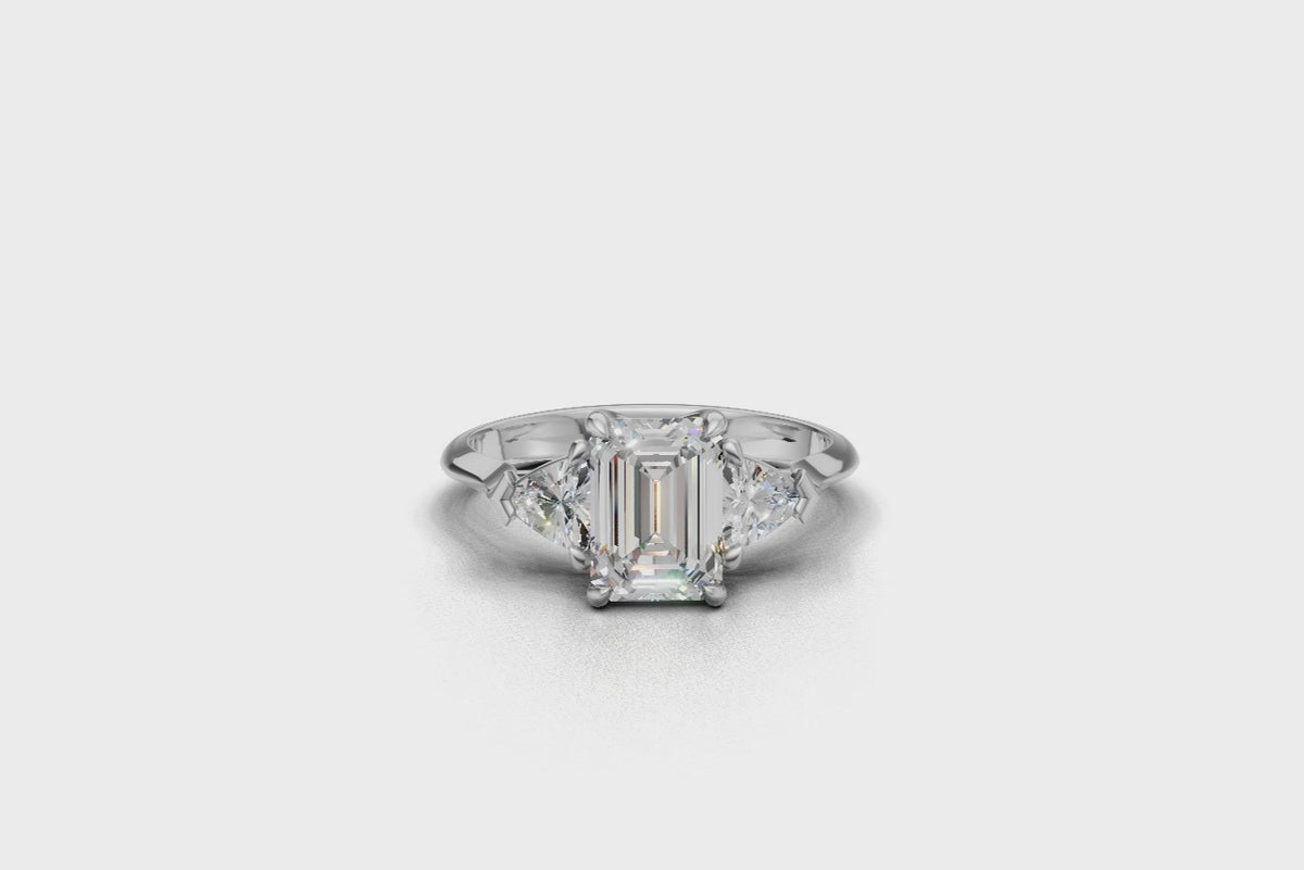 Emerald-Cut & Trillion Trilogy Ring