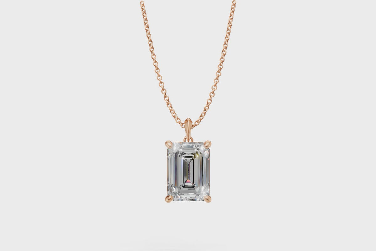 Emerald Diamond Solitaire Pendant