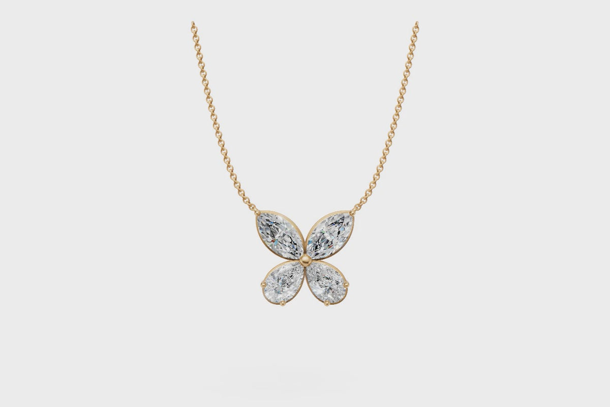 Marquise & Pear Diamond Butterfly Necklace
