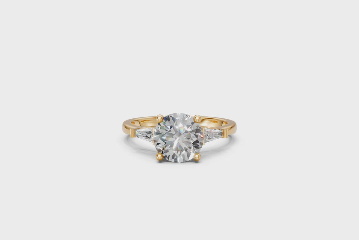 Round-Cut & Tapered Baguette Diamond Trilogy Ring