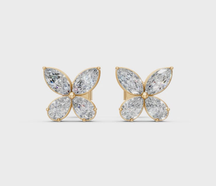 Marquise & Pear Butterfly Diamond Stud Earrings
