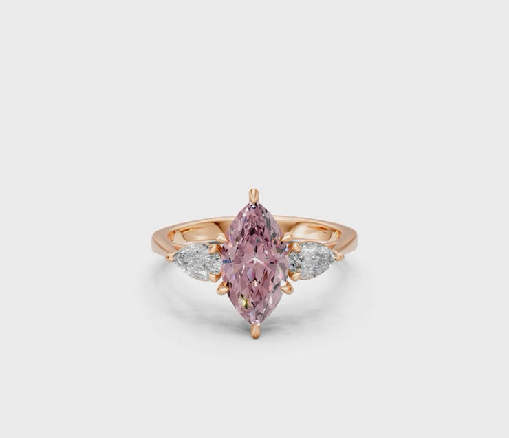 Marquise-Cut Pink Diamond & Pear Trilogy Ring