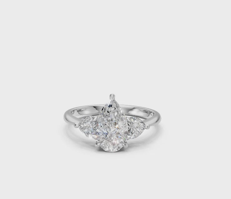Pear-Cut & Heart Diamond Trilogy Ring