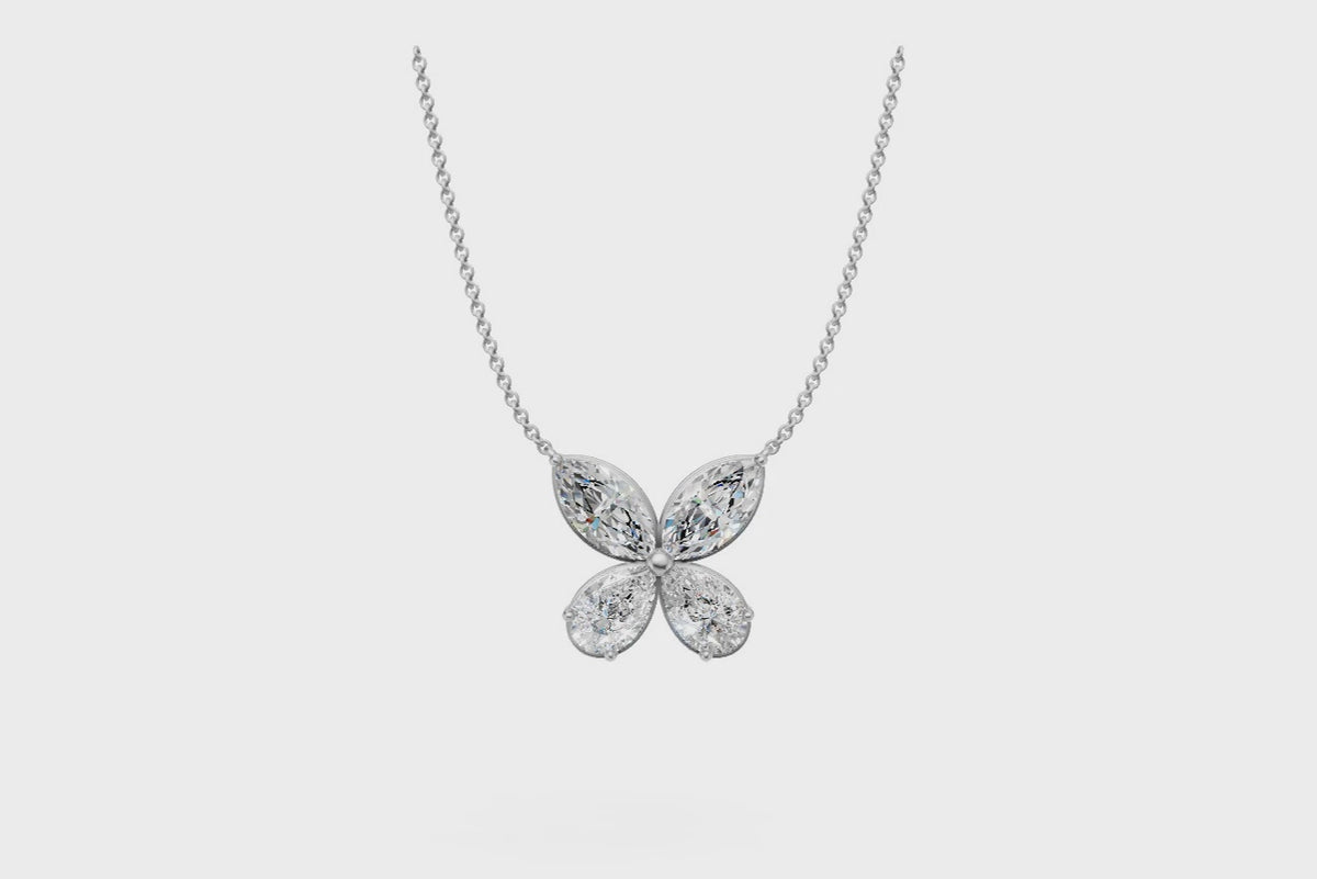 Marquise & Pear Diamond Butterfly Necklace