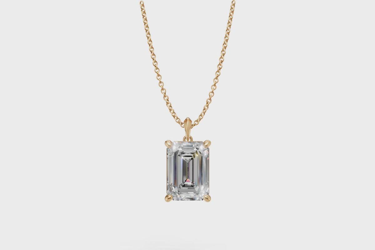 Emerald Diamond Solitaire Pendant