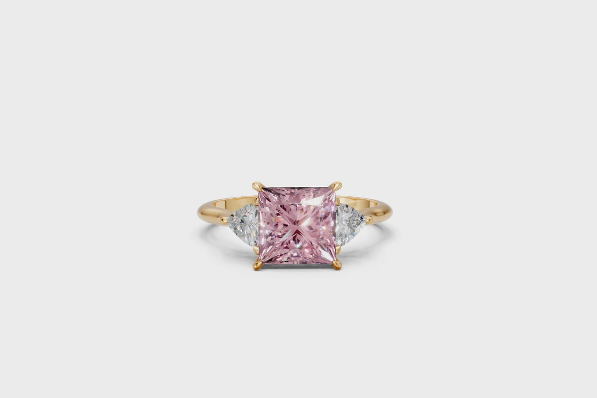 Princess-Cut Pink Diamond & Trillion Trilogy Ring