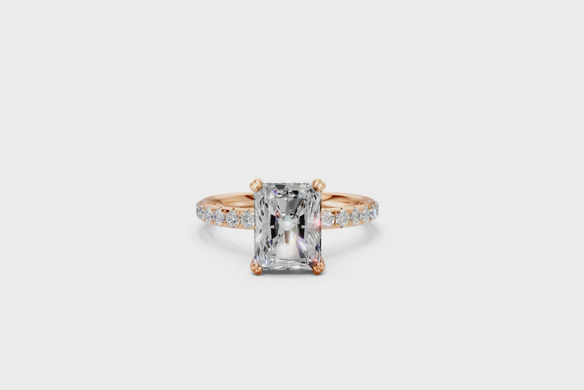 Radiant-Cut Solitaire Ring with Diamond Band