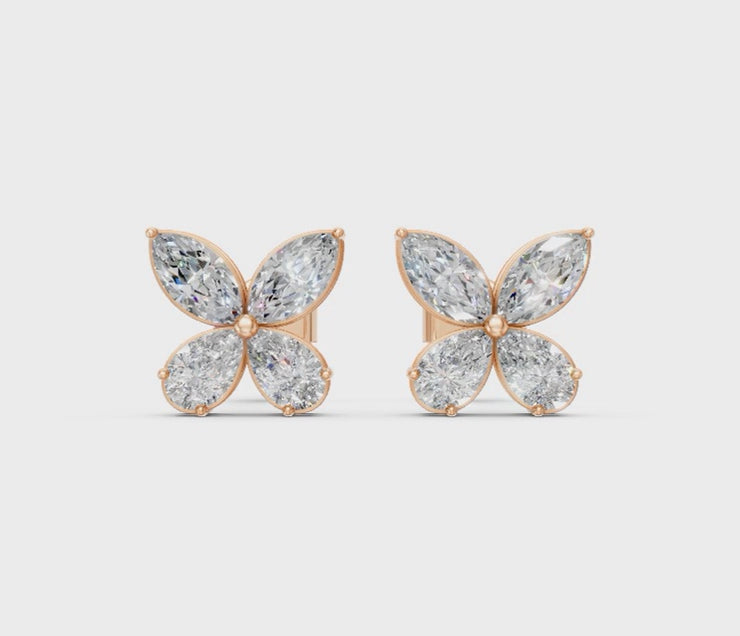 Marquise & Pear Butterfly Diamond Stud Earrings