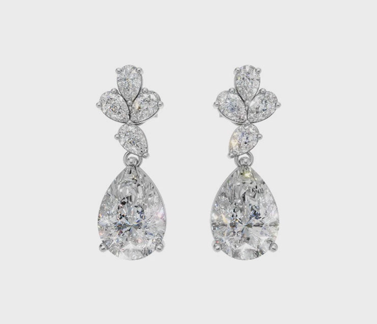 Floral Pear Drop Diamond Earrings
