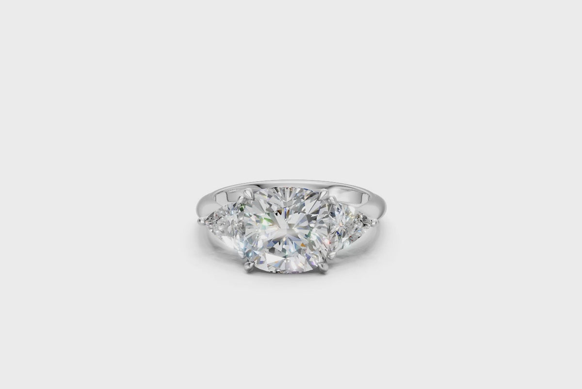 Cushion-Cut & Trillion Diamond Trilogy Ring