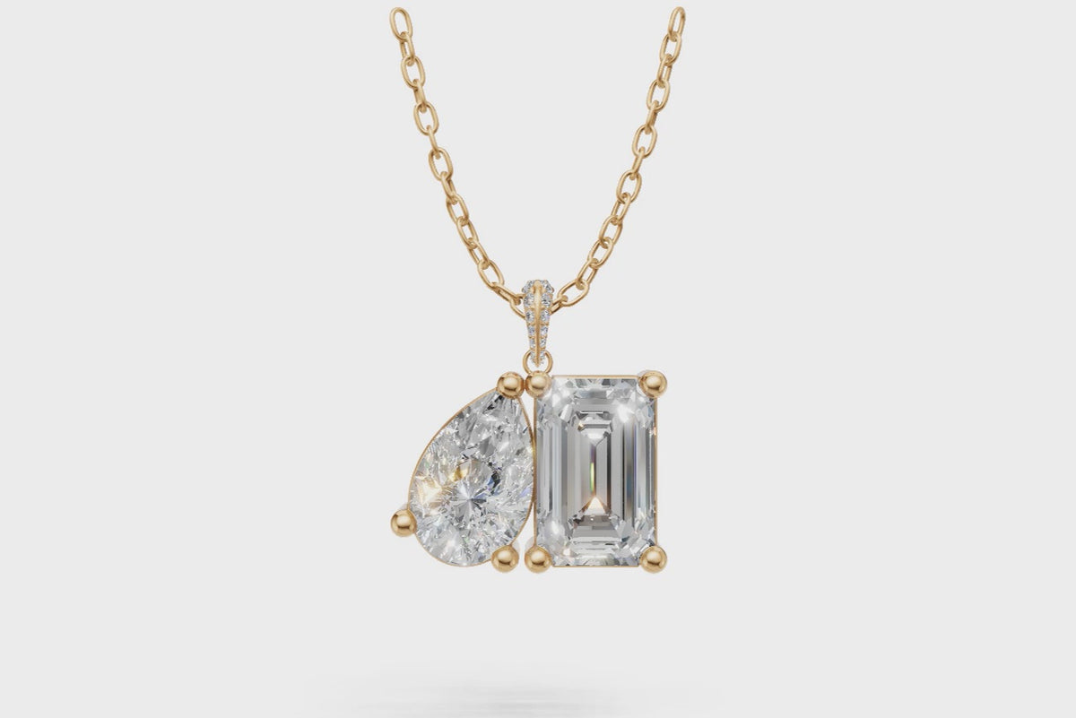 Emerald & Pear Toi et Moi Diamond Pendant