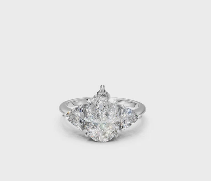 Pear-Cut Diamond & Trillion Trilogy Ring