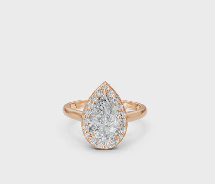 Pear-Cut Halo Diamond Ring