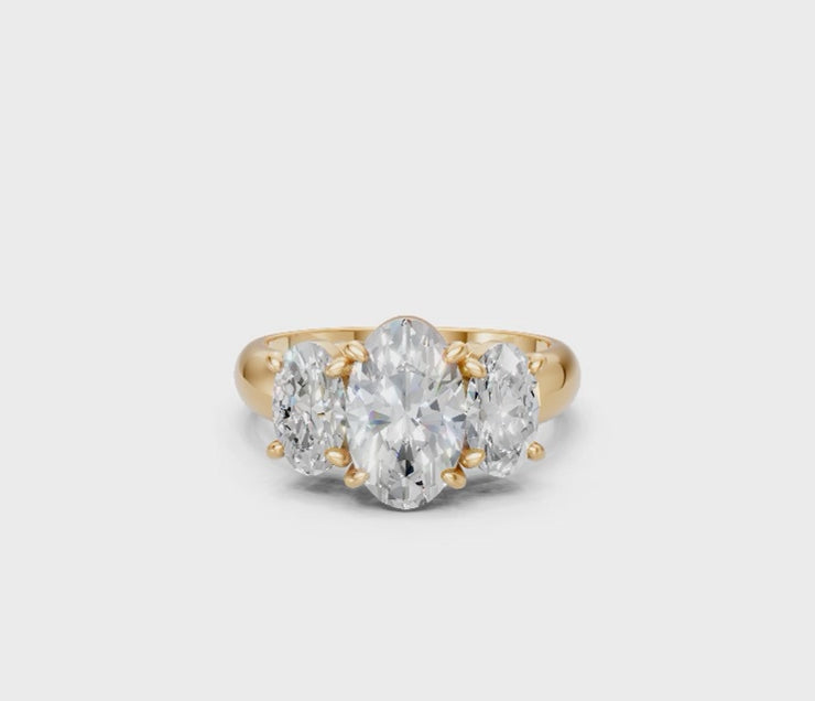 Oval-Cut Diamond Trilogy Ring