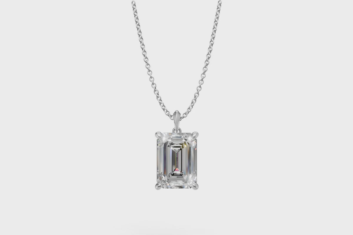 Emerald Diamond Solitaire Pendant