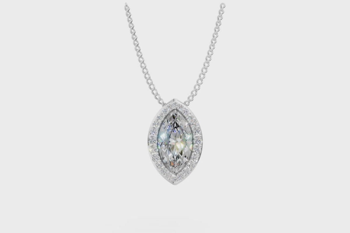 Marquise Diamond Halo Pendant