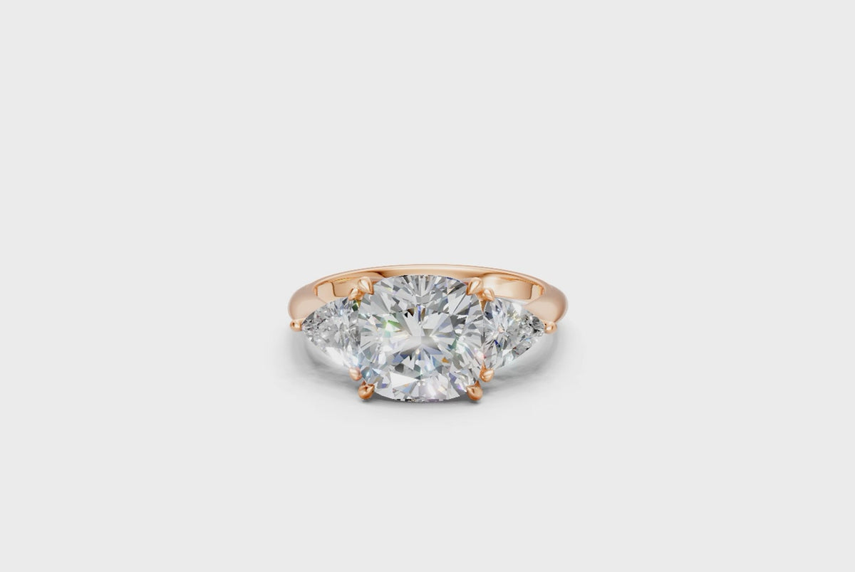 Cushion-Cut & Trillion Diamond Trilogy Ring