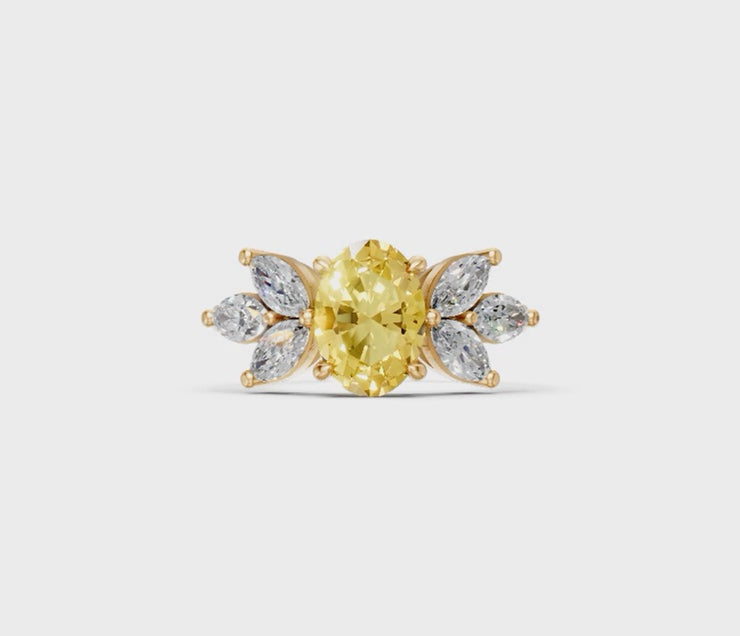 Fancy Yellow Diamond Floral Statement Ring