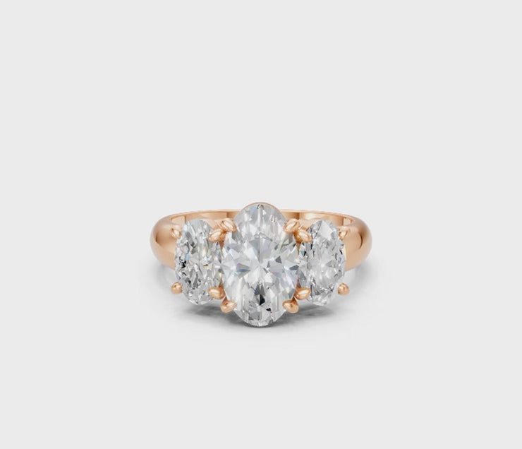 Oval-Cut Diamond Trilogy Ring