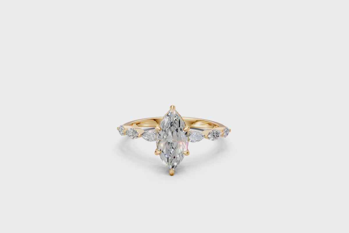 Marquise-Cut Solitaire Ring with Marquise Diamond Band
