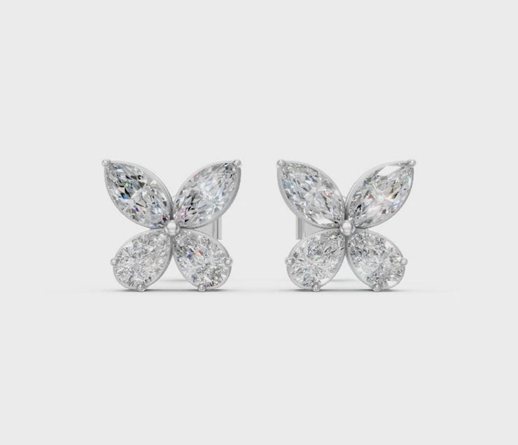 Marquise & Pear Butterfly Diamond Stud Earrings