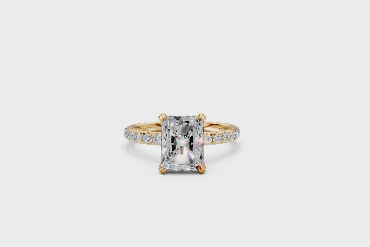 Radiant-Cut Solitaire Ring with Diamond Band