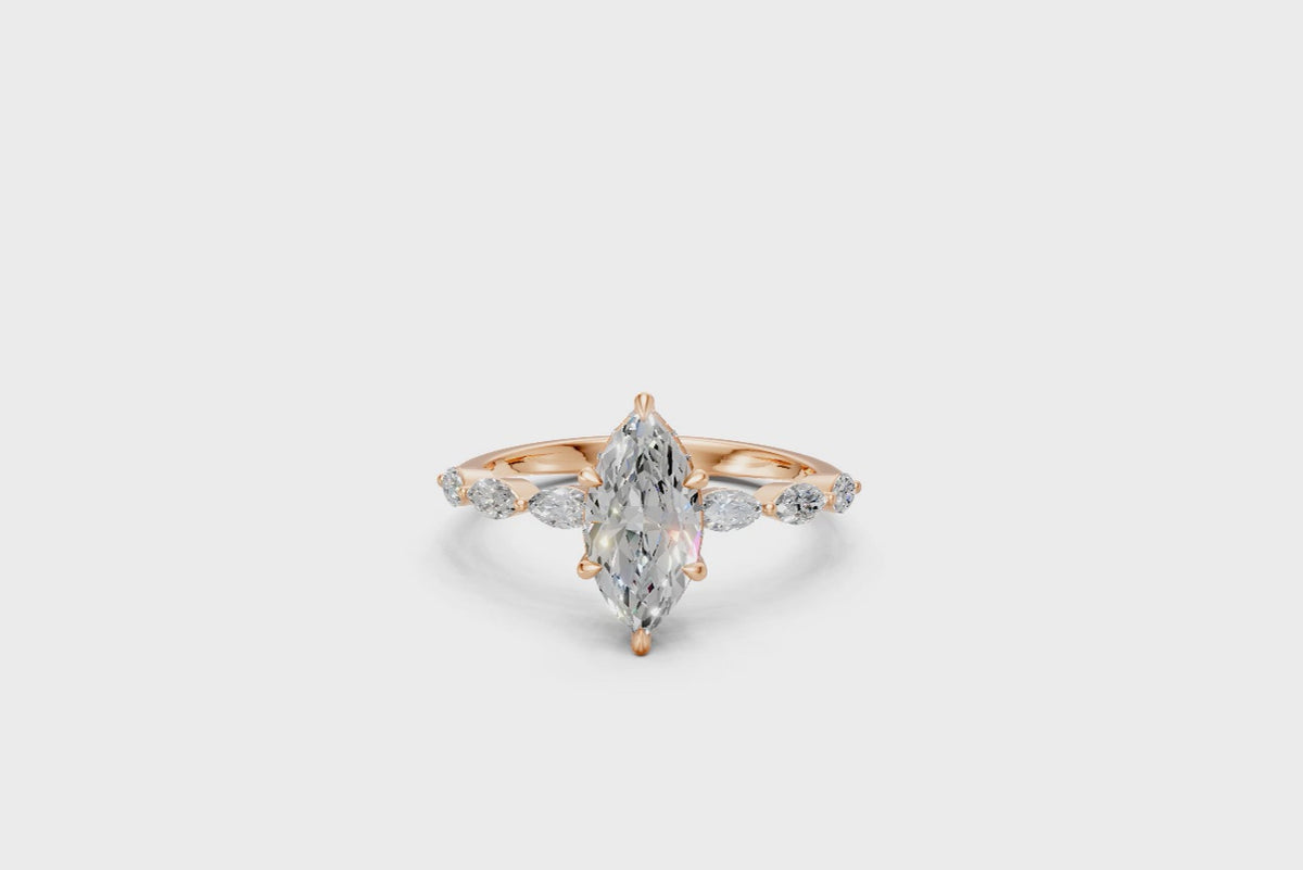 Marquise-Cut Solitaire Ring with Marquise Diamond Band