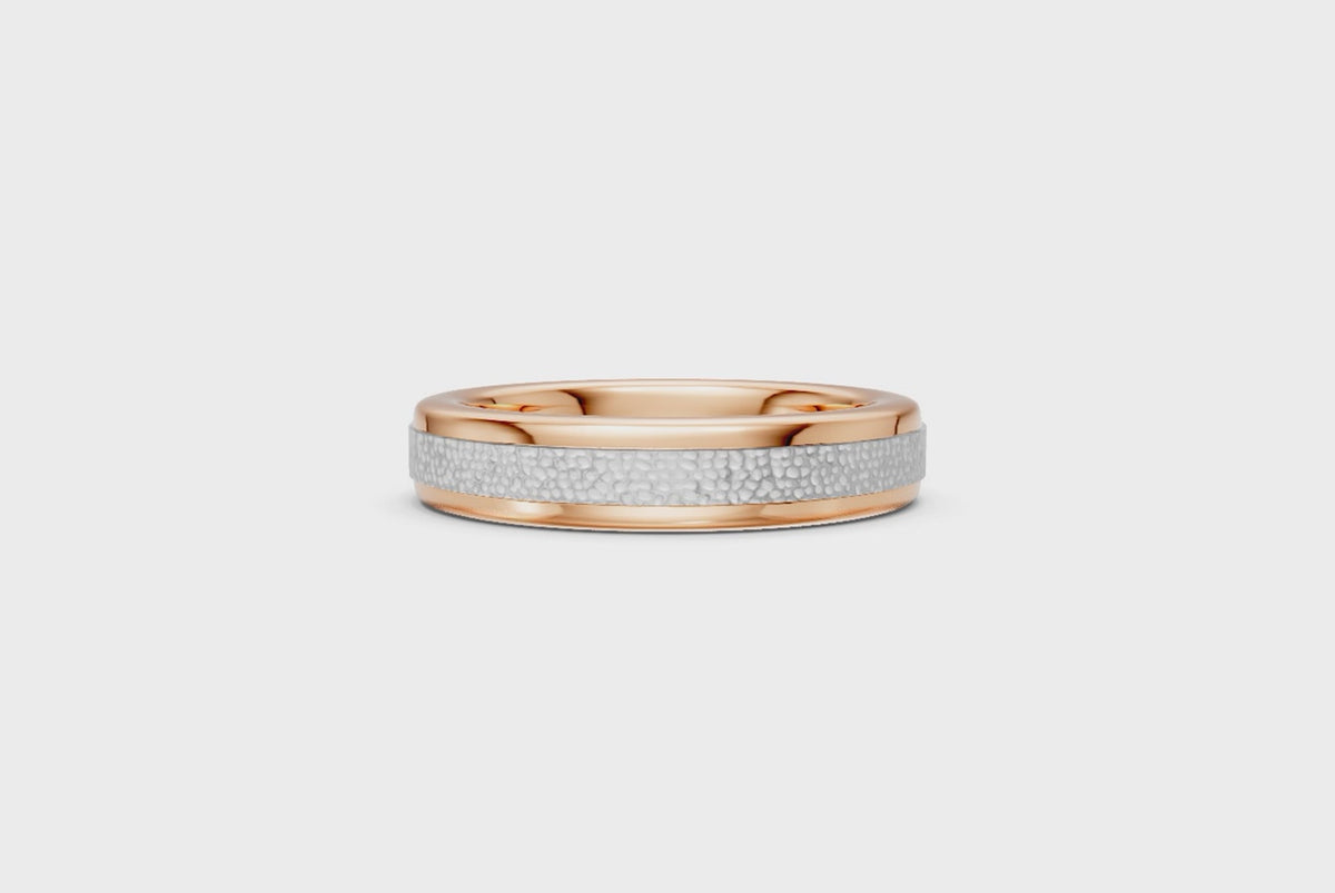 Men’s Two-Tone Hammered Wedding Band