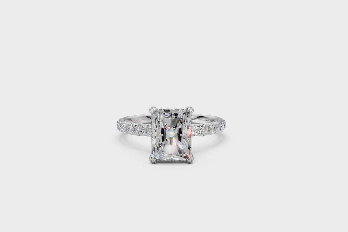 Radiant-Cut Solitaire Ring with Diamond Band