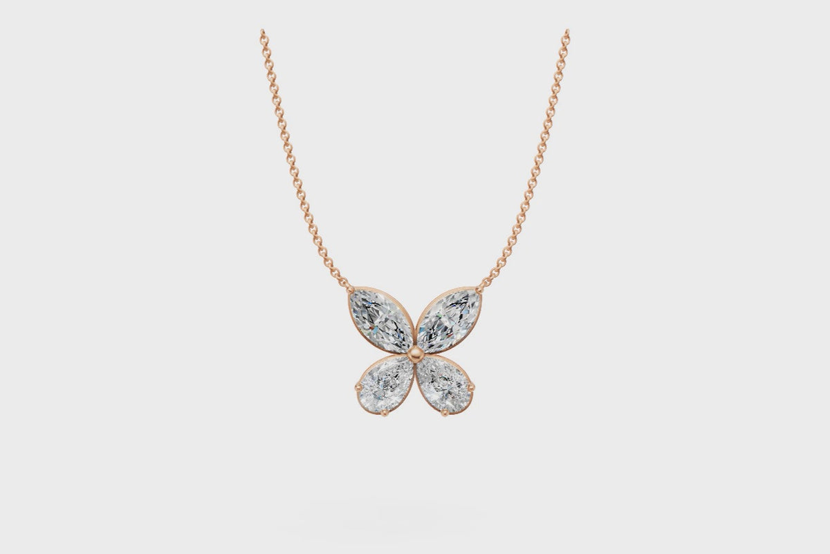 Marquise & Pear Diamond Butterfly Necklace